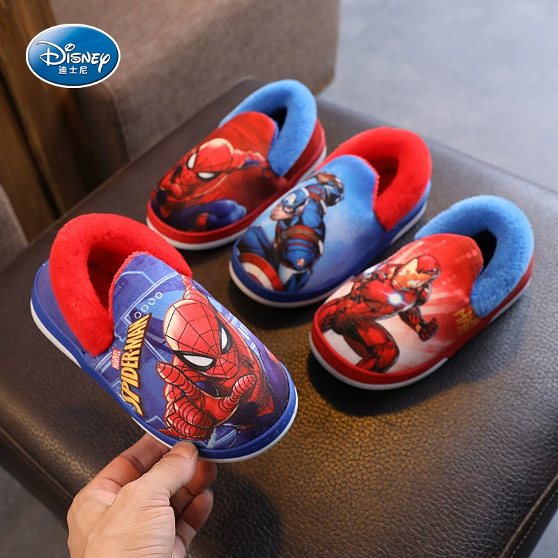 Детская хлопковая обувь-паук, зимняя детская обувь с героями мультфильмов, домашняя обувь, домашняя детская Нескользящая плюшевая теплая сумка на каблуке, хлопковая обувь на каблуке