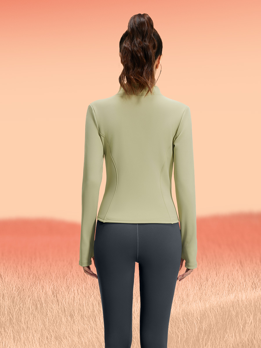 Juyi Tang otoño y invierno más terciopelo engrosado conjunto de ropa de yoga desnudo sensación delgada alta elástica a prueba de viento conjunto de acondicionamiento físico mujer