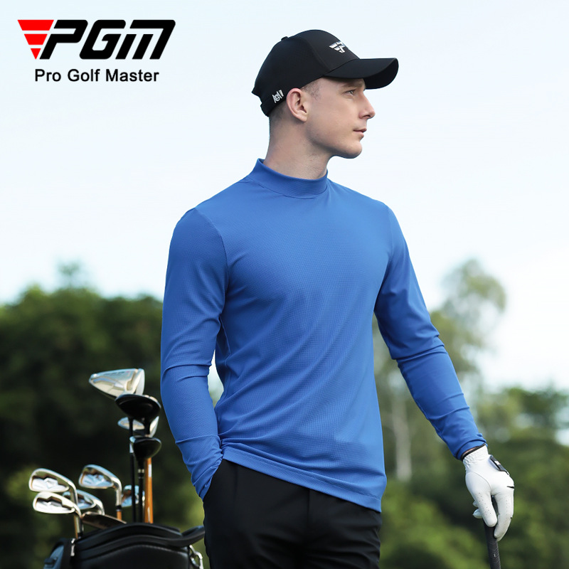 Áo thun dài tay nam golf PGM cổ tròn co giãn thu đông — YF627-Áo màu xám, YF627-Áo màu xanh lam, YF627-Áo màu đen, YF627-Áo màu trắng
