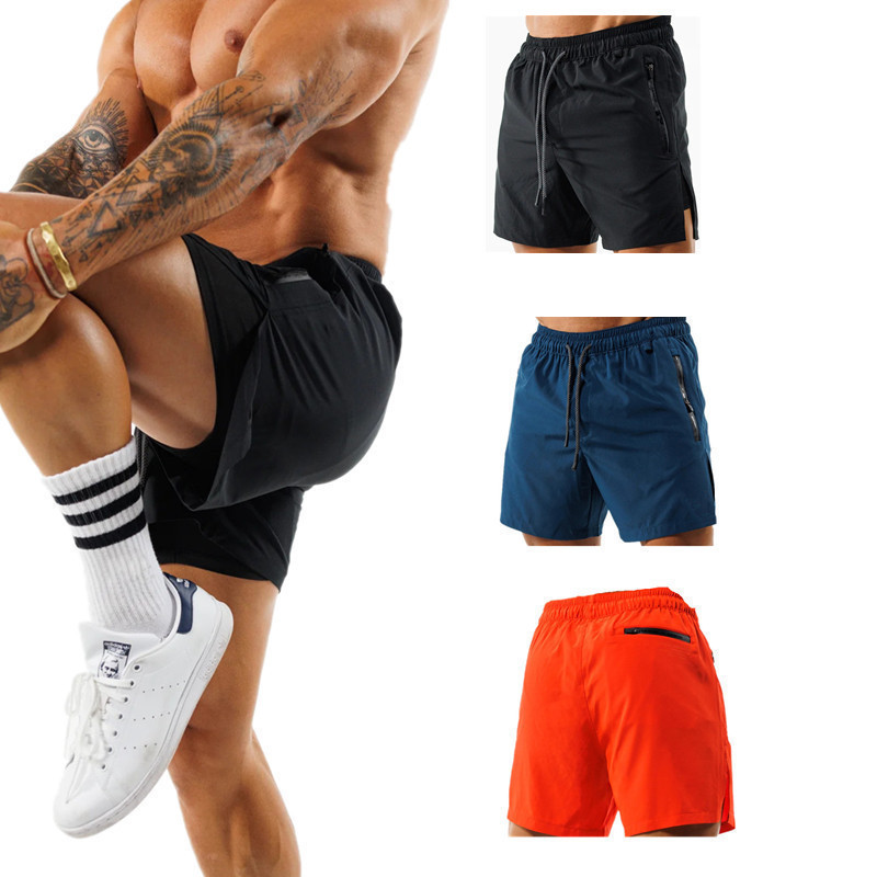 Cross-border New 2023 Summer Trendy Four-sided Sports Shorts Outdoor Running Riding Breathable Double-layer Shorts for Men