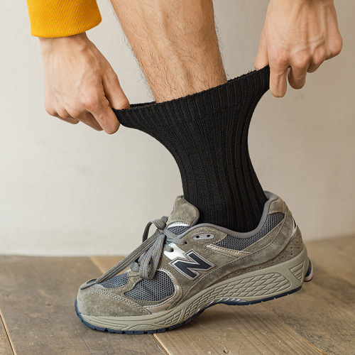 Heavy industry cityboy Japanese solid color thick thread knitted men's socks mid-length socks ins trendy retro all-match pile socks