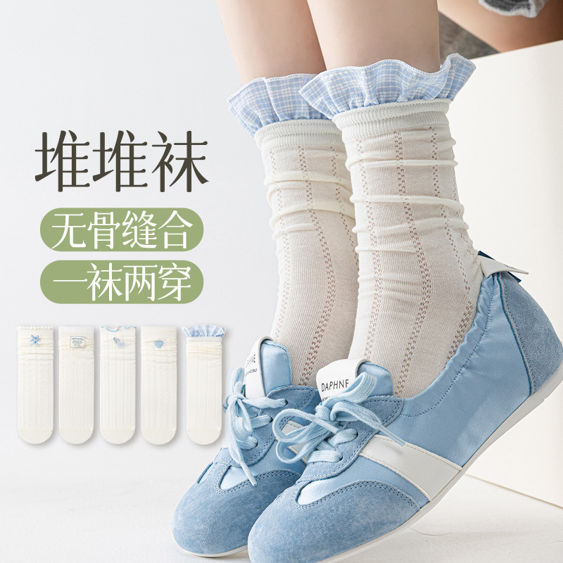Spring and Summer Ultra-Mesh Lace White Socks, Australian Cotton Socks, Seamless Stitching, Versatile Slouch Socks, Mid-Calf Socks for Women Spring and Summer Ultra-Mesh Lace White Socks, Australian Cotton Socks, Seamless Stitching, Versatile Slouch Socks, Mid-Calf Socks for Women