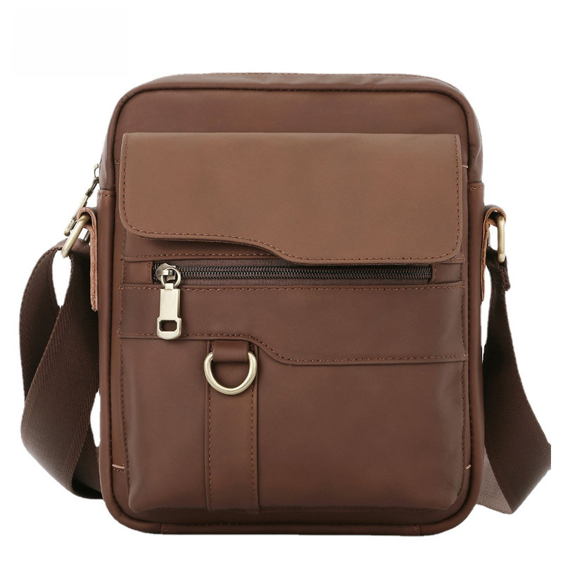 Amazon popular genuine leather men's bag cross-border retro bag first layer cowhide messenger bag large capacity shoulder bag delivery