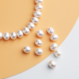 Natural Pearl 7-8mm Freshwater Pearl DIY Jewelry with Bead String Bead Bracelet Necklace Scattered Bead Round Bead Accessories Batch