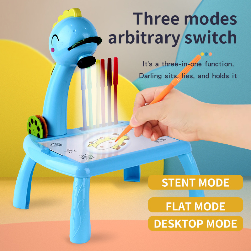 Multifunctional Children's Dinosaur Projection Drawing Table Early Education Learning Educational Writing and Drawing Board Graffiti Toy Graffiti Writing