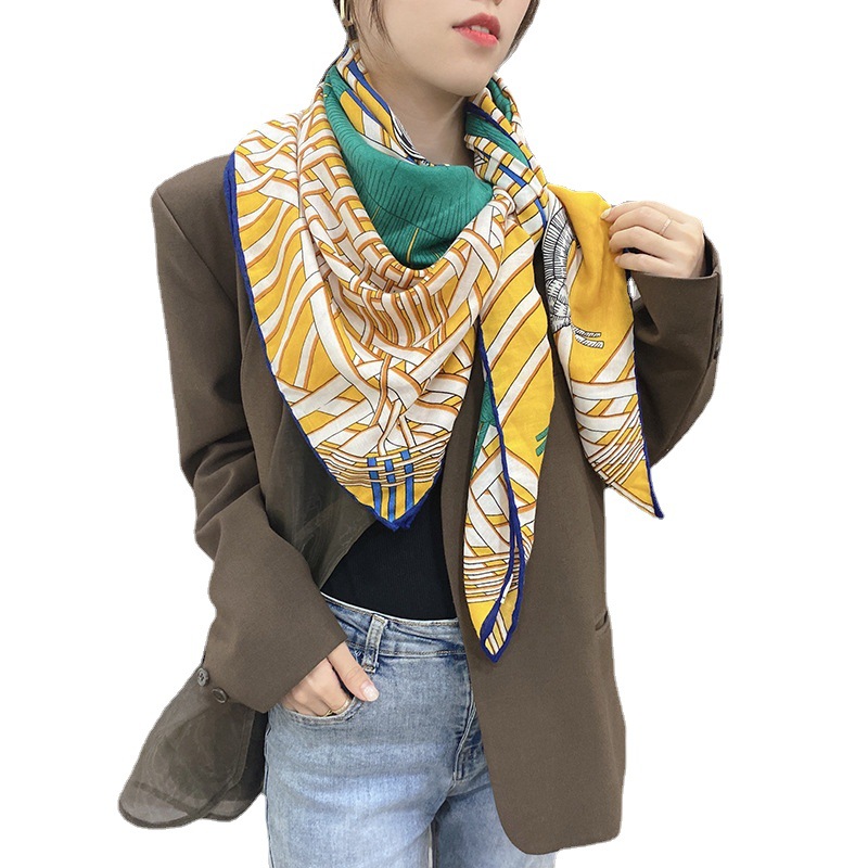 Bufanda de Venta caliente transfronteriza para mujeres 2023 a principios de la primavera bufanda cuadrada de espiga elegante chal largo de doble uso viajes de vacaciones