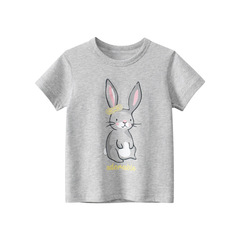 Children's Korean Short Sleeve T-shirt for Girls, Summer New Children's Clothing, 27home Small and Medium Children Cartoon Rabbit Top Wholesale
