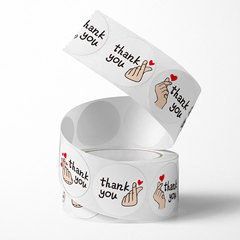 2.5厘米 500個卷 白色裝飾禮物標籤謝謝你貼紙銅版紙感謝您封口貼