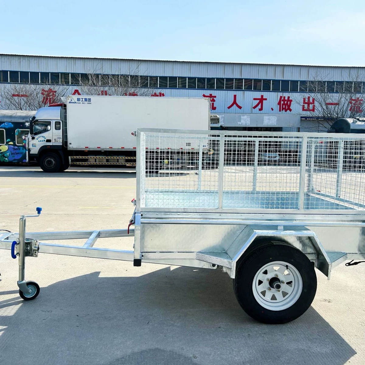 Тележка-контейнер 7*5 футов, грузоподъемность 750 кг, оцинкованная сетка, спецификации для экспорта, изготовление на заказ, с покрытием