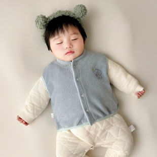 Baby's Vest Autumn and Winter Thickened Warm Plush Vest Men's and Women's Children's fleece-lined Vest Baby's Shoulder Waistcoat