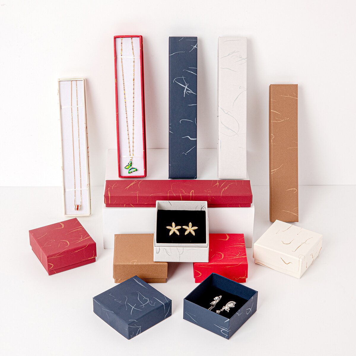 Collar clásico Yunlong Caja de embalaje de joyería Caja de horquilla rectangular Caja de anillo de oreja Caja de regalo Embalaje de regalo retro