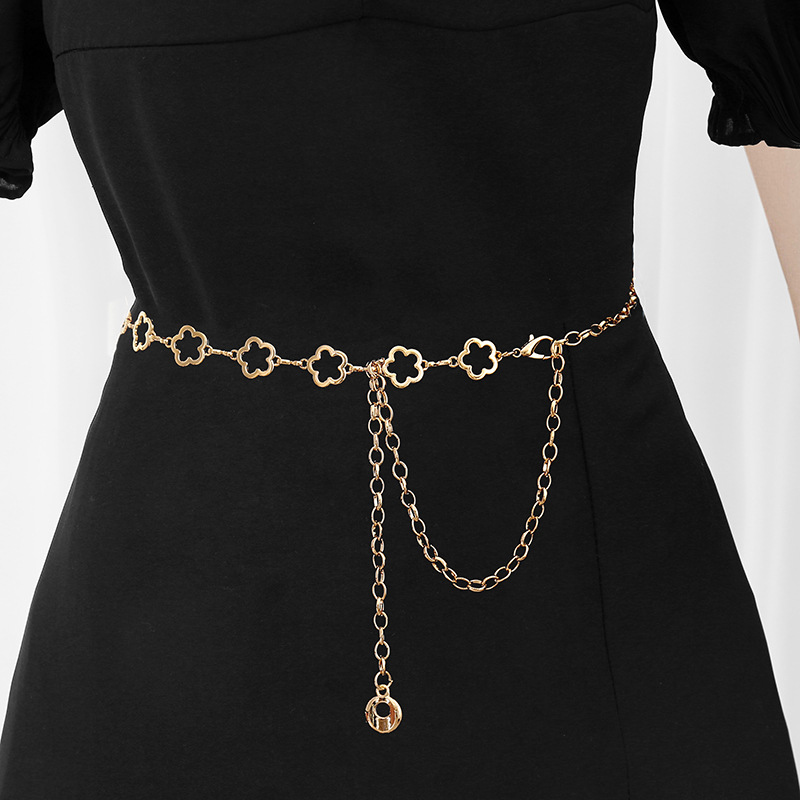 Basic, Korean Style Style Basic Korean Style Circle Belt Flower Metal Women's Chain Belts