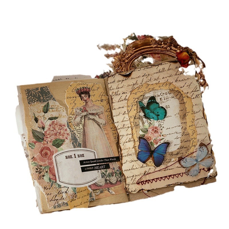 Momo material de papel Libro Mundo Crepúsculo serie retro Diario material de decoración 100 piezas en 8 tipos