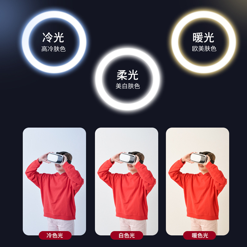 Transfronterizo de 6 pulgadas LED anillo de luz de relleno traje computadora de escritorio teléfono móvil belleza teléfono móvil Doble posición llenar fábrica de luz image 5