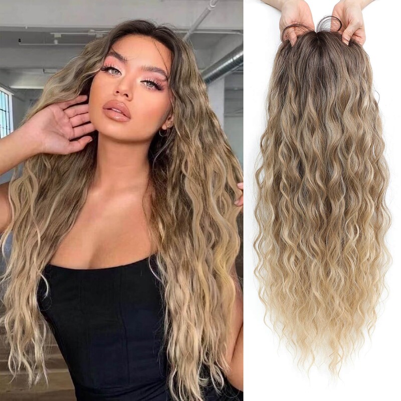 European and American Cross-Border Reissue Block 18Inch Amazon Best-Selling Small Curly Long Wavy Hair Top Suitable for Sparse Hair