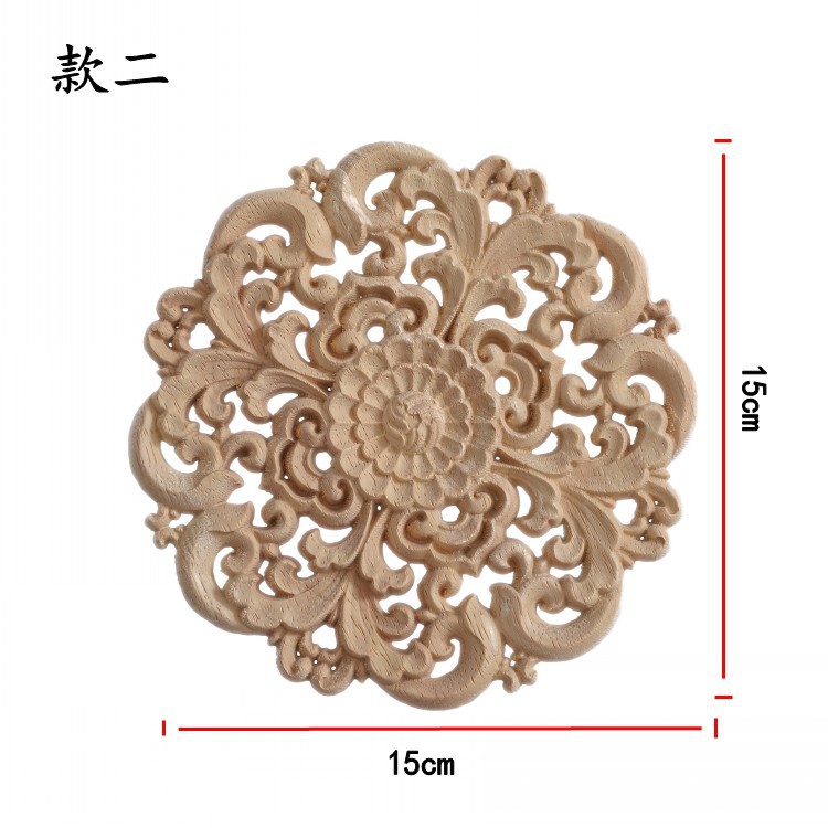 东阳木雕家具装饰 欧式橡胶木圆贴花 厂家零售多款式门心装饰花