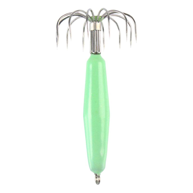 Gancho de calamar luminoso de acero inoxidable sin púas 12-PIN tubo de soplado gancho de paraguas gancho de pulpo gancho de pesca de calamar
