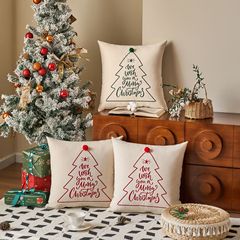 国境を越えた新しいクリスマス刺繍抱き枕クッションセットクリスマスツリーとボール45x45ベッド家庭用枕カバー