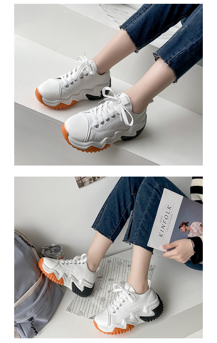 P Scarpe di tela dal taglio basso Donna Estate Nuova tavola Muffin con la suola spessa Papà a dente di sega Studentessa_voghion.com