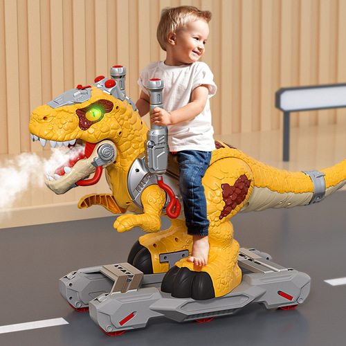 Children's dinosaur toy scooter can sit on electric balance car 3-6 spray Tyrannosaurus rex toy car wholesale