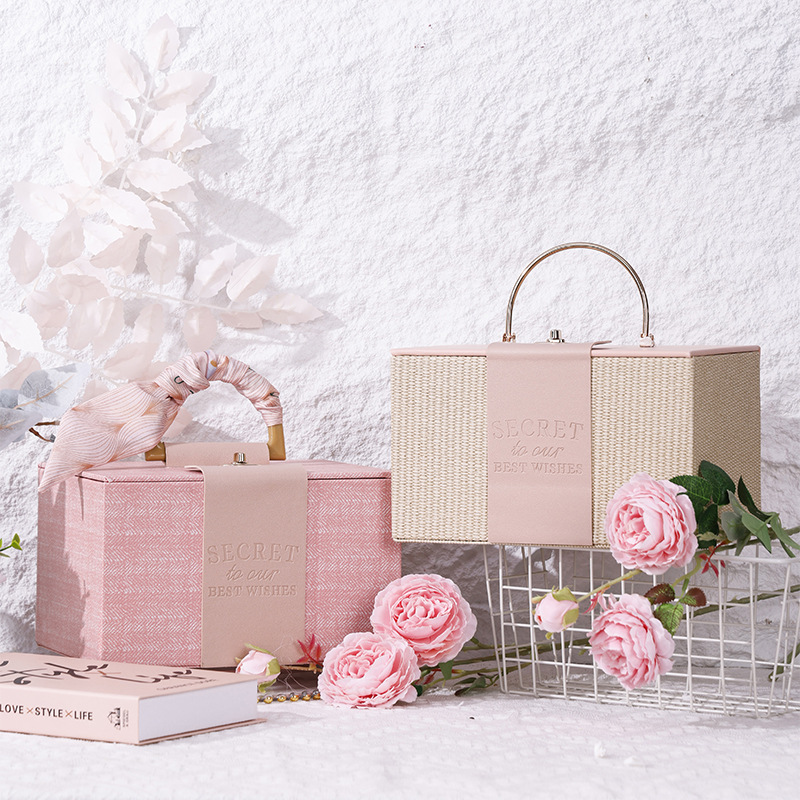 现货创意高档皮包护肤品口红香水结婚包装盒送女朋友伴手礼盒批发