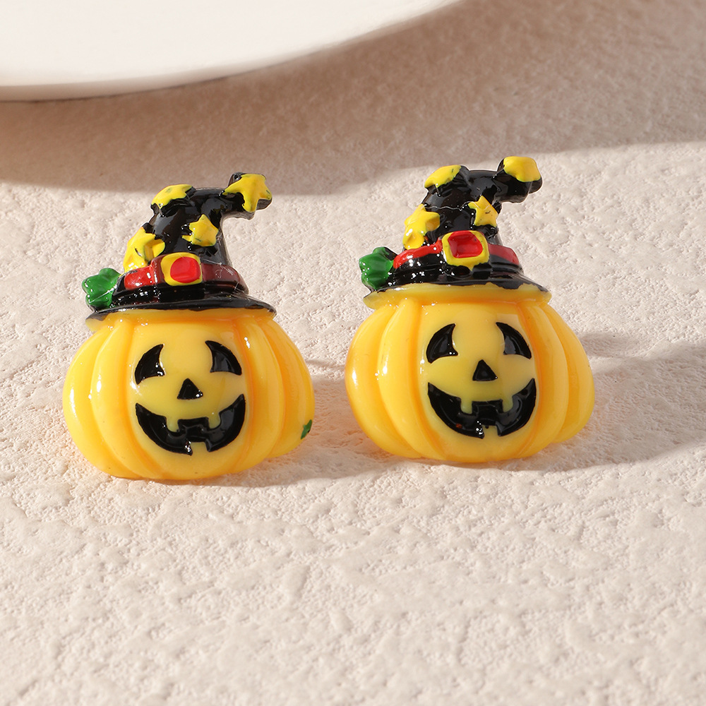 Ez3817 Cross-border European And American New Halloween Earrings Simulation Plastic Ghost Face Pumpkin Death Ghost Festival Earrings display picture 6