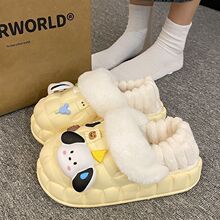 棉拖鞋卡通女款外穿冬天家居棉拖鞋厚底家用踩屎感女防滑毛毛拖鞋