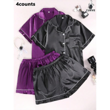 T 49661 Silk like lapel plus size home set ����z���I��aŮ