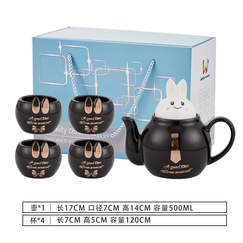 Juego de agua de cerámica de lujo ligero taza de agua doméstica hervidor de agua combinación resistente a altas temperaturas de gran capacidad Taza set FESTIVAL DE medio otoño traje de regalo