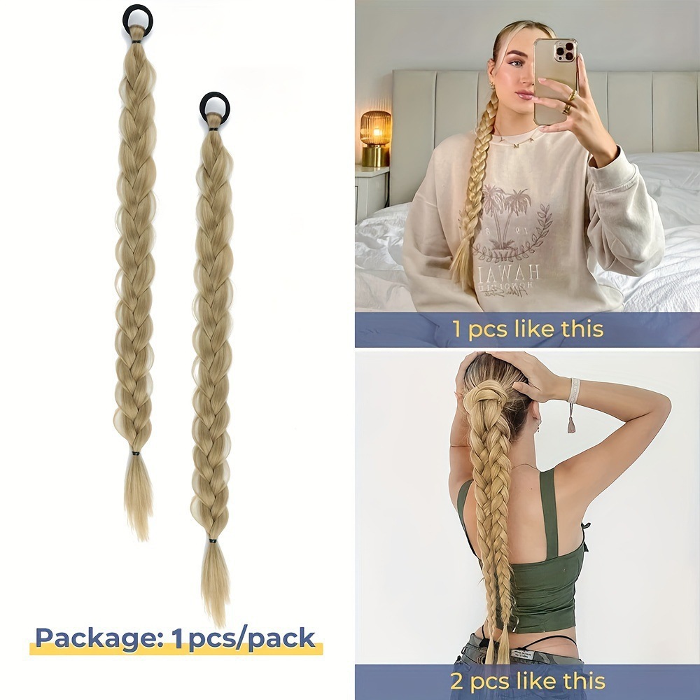 Trenzas de trenza de caballo fibra química larga trenzas de trenza de caballo anillo de pelo peluca de trenza de caballo peluca europea y americana