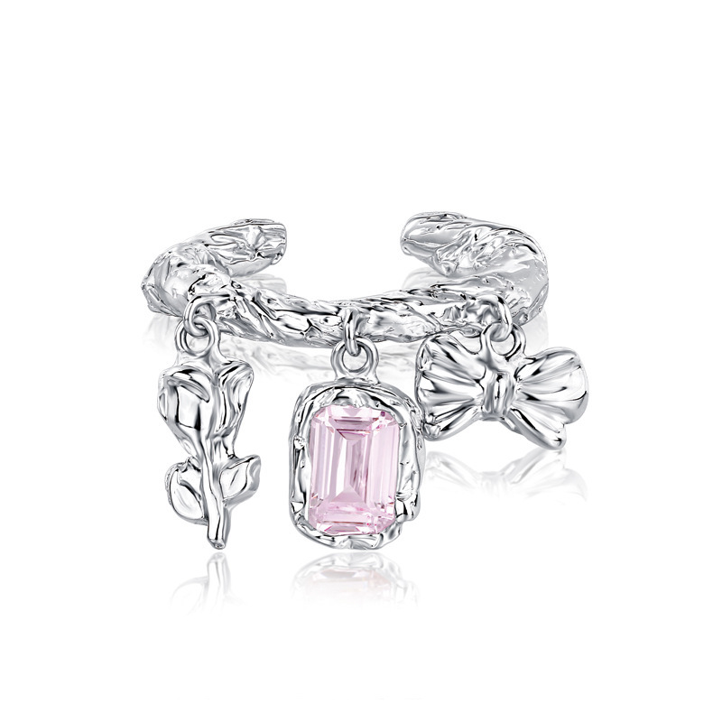 Fashion Heart Shape Copper Plating Zircon Open Ring