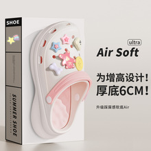 库存利达妮厚底洞洞鞋女夏季新款防滑海边沙滩情侣2025年凉拖鞋女