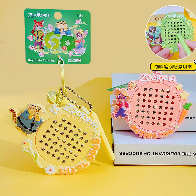 Authentic Cartoon Zootopia Magnetic Steel Ball Drawing Board Keychain Pendant Cute Bag Car Accessories Small Pendant