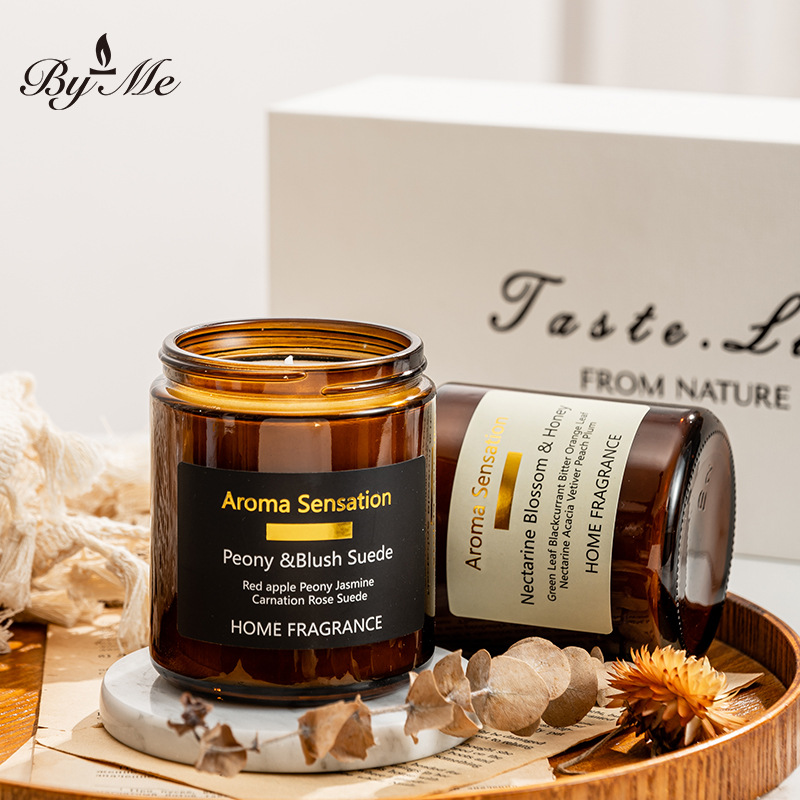 BYME Black Lid Brown Cup Aromatherapy Candle Gift Box Set 200g*3 Niche Premium Wedding Birthday Gift Wholesale