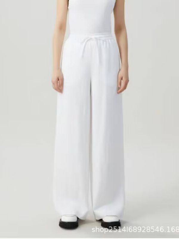 Quần culottes nữ ống rộng cạp cao thun lưng chất liệu linen mát mẻ — Màu đen