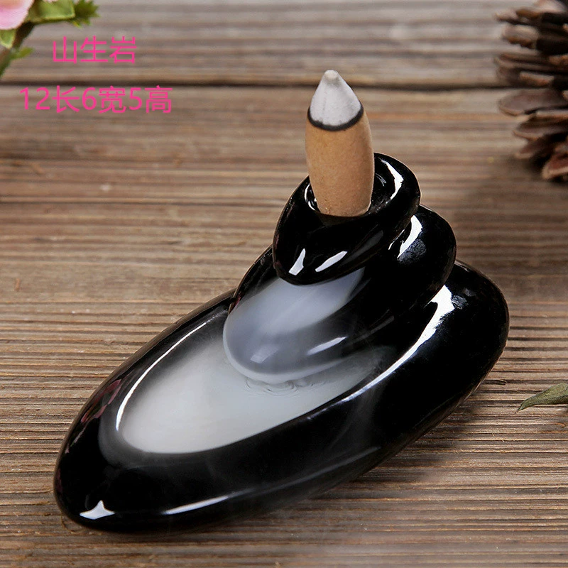 Ceramic Backflow Incense Burner, Lotus Inverted Design, Decorative Buddha Incense Holder