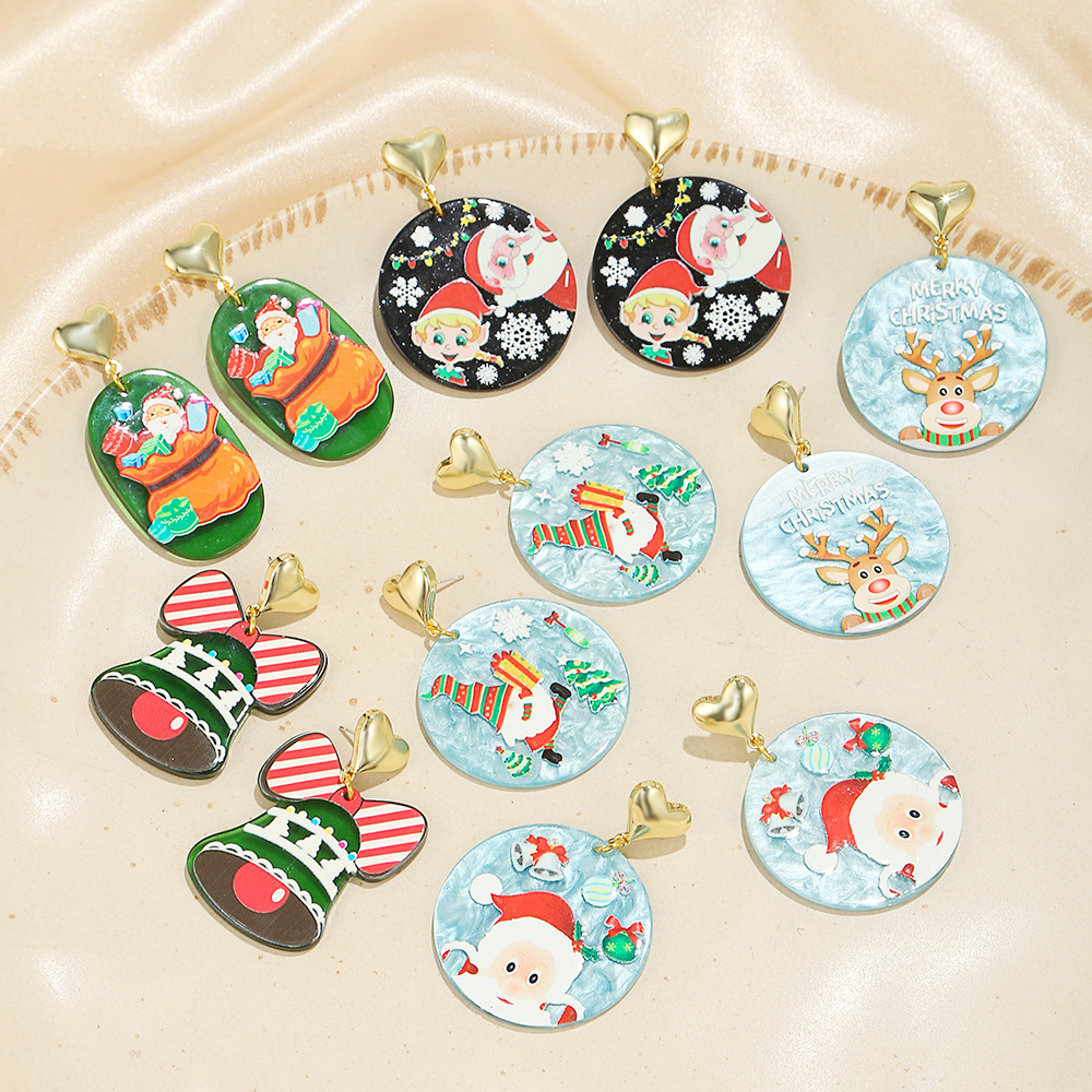 2021圣诞节系列树脂亚克力板材万圣节系列耳钉耳环女节日派对耳饰|ms