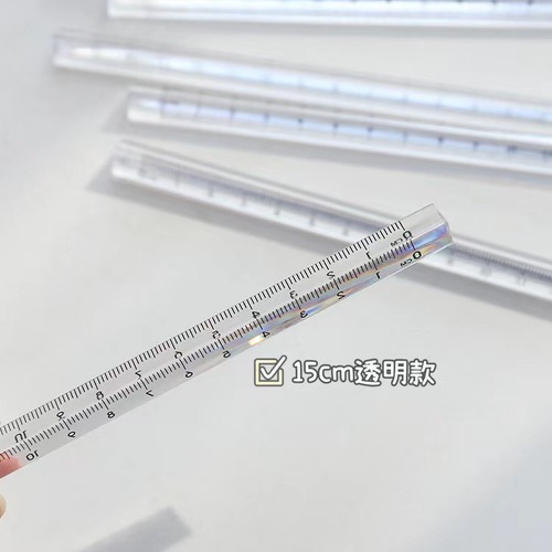 Transparent Triangular Ruler Student Minimalist Style Drawing Measuring Ruler Exam Office 3D Graduated Scale Ruler 20cm Straight Ruler