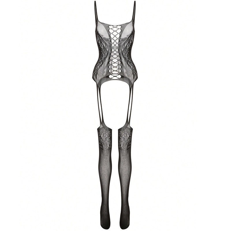 Lencería Sexy Body de Red de Nylon, Hueco, con Tirantes, para Citas de Pareja
