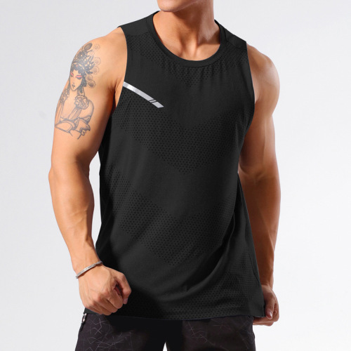 Men's Basketball Running Tank Top Loose Fit Quick Dry T-Shirt Sleeveless Open-Front Marathon Track & Field Fitness Training Top