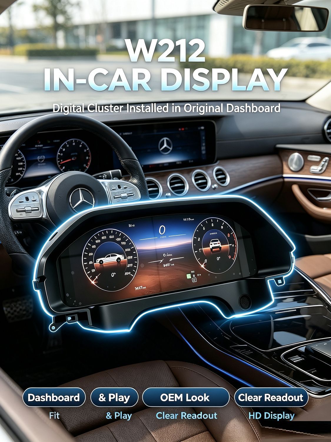 Suitable for Mercedes-Benz E-Class W212/Ntg4.0/4.5 Upgrade 12.3inch Full Lcd Instrument Panel Plug and Play