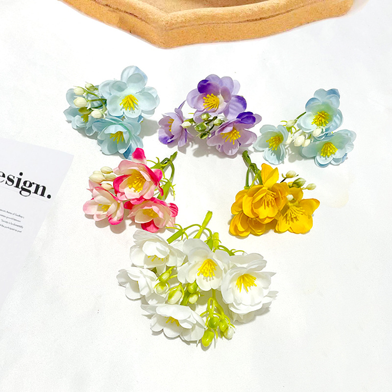 Simulación de flores de jazmín, ramo de flores, pinzas de cabello, guirlanda, accesorios, props de disparo, decoración de ventanas, boda fresca