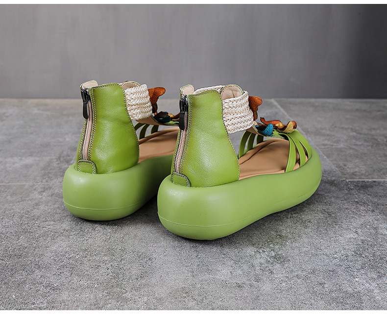 Sandal La Mã nữ đế dày da thật hở ngón — Màu trắng be chi tiết 15