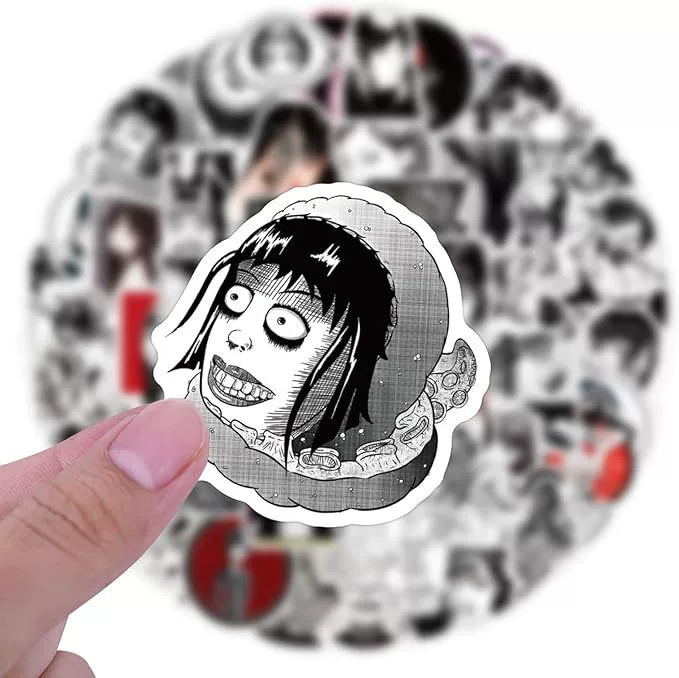 120 Junji Ito наклейки на бутылки воды, черно-белые ужастики комиксов наклейки, крутой триллер водостойкие