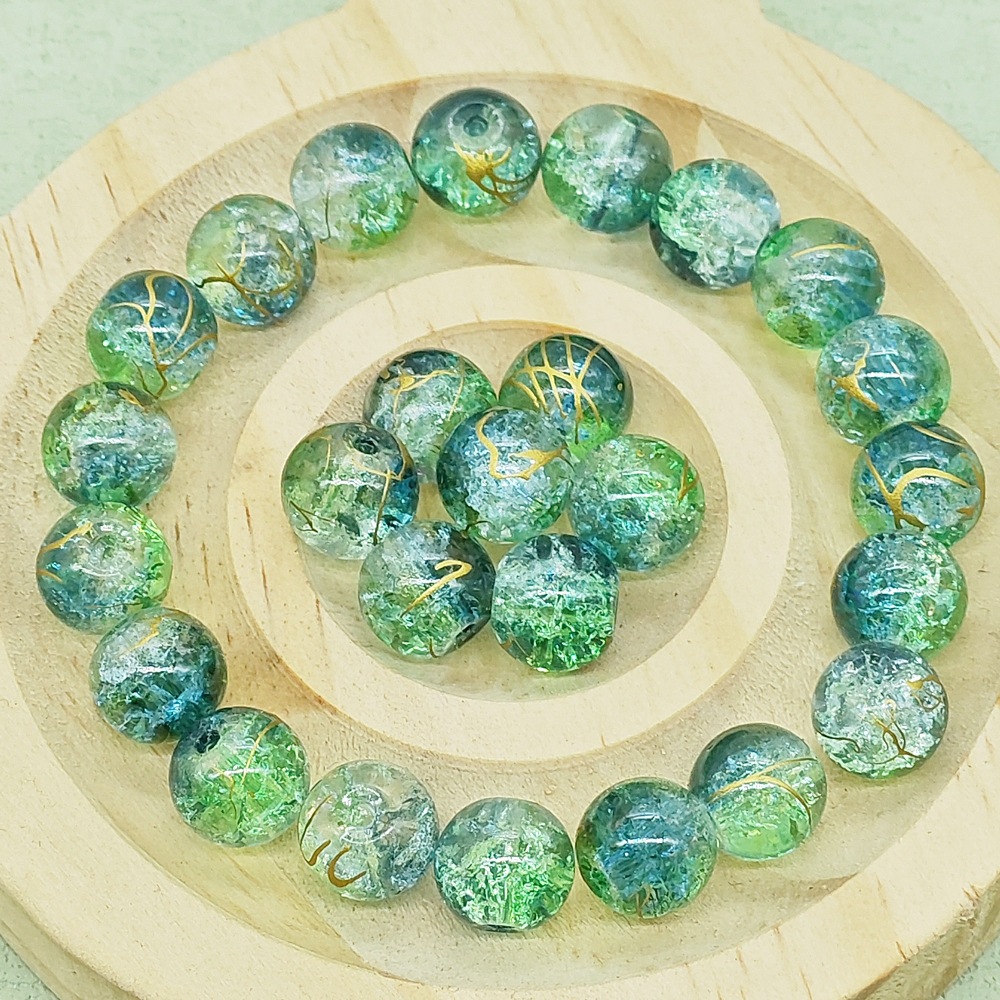 Round Bead Shape 50 PCS/Package Glass Color Block DIY Jewelry Accessories Beads