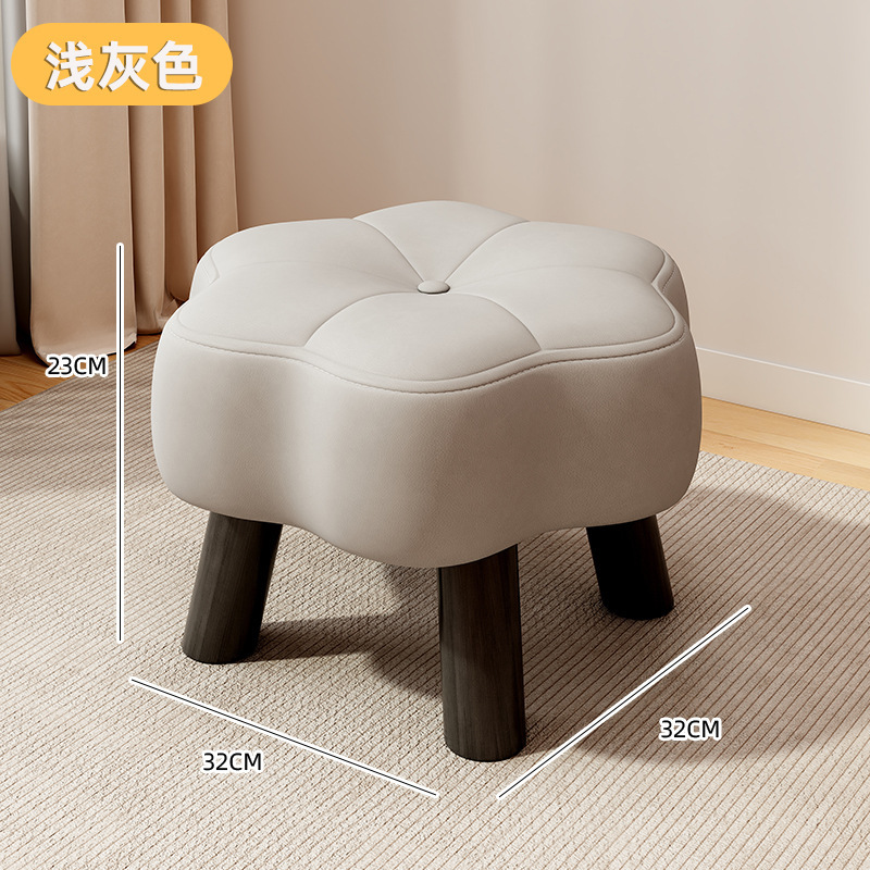 小さなスツール、家庭用の軽い高級感、シンプルな花の小さなスツール、リビングルームのコーヒーテーブル、無垢材のソファスツール、丈夫で耐久性のある靴交換スツール|undefined
