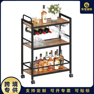 跨境现代风移动餐车家庭酒水车餐厅茶水 餐边柜置物架小推车