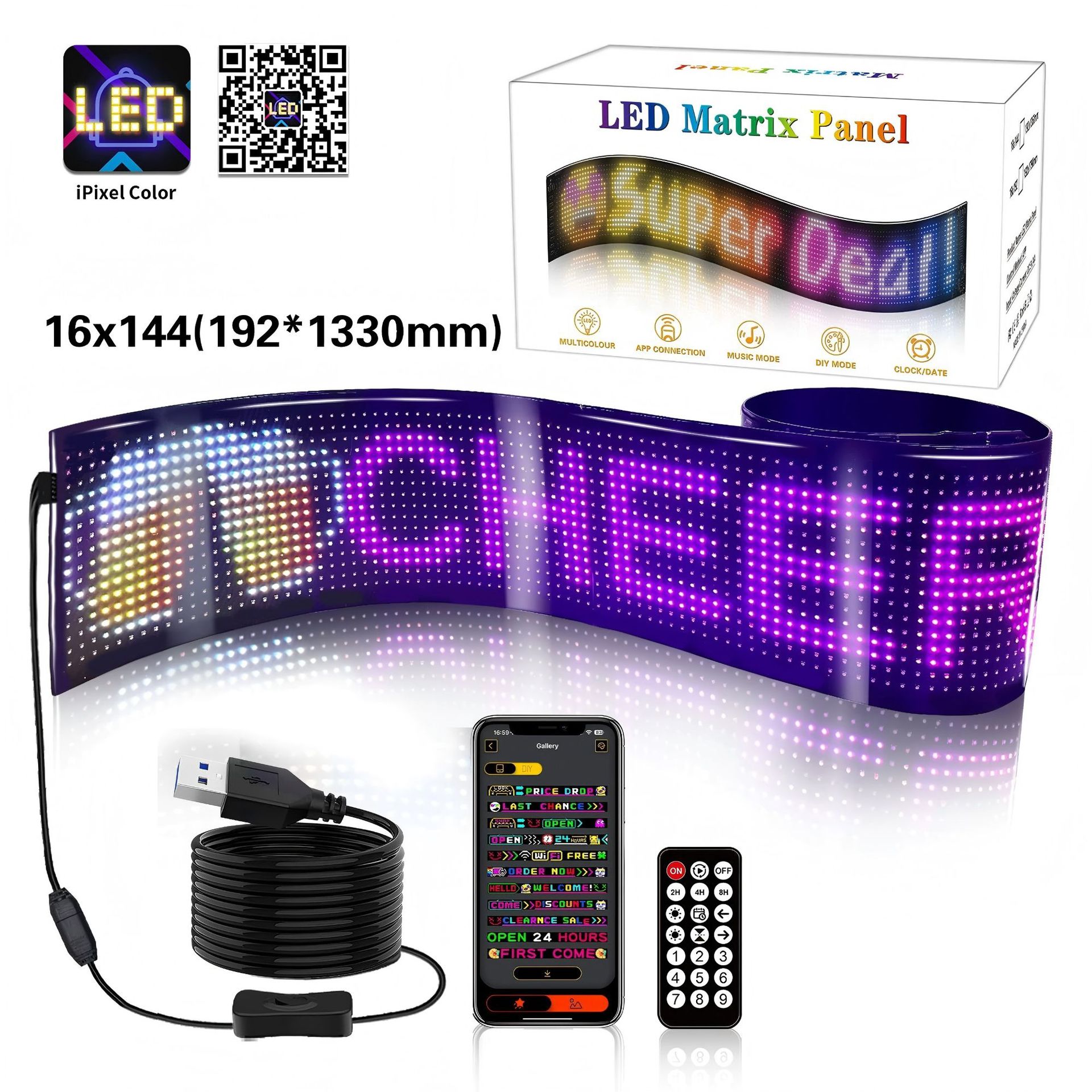 Pantalla LED Flexible para Ventana de Coche, Pantalla Publicitaria USB, Pantalla de Ojos de Diablo para Ventana con Bluetooth, Editable por Aplicación