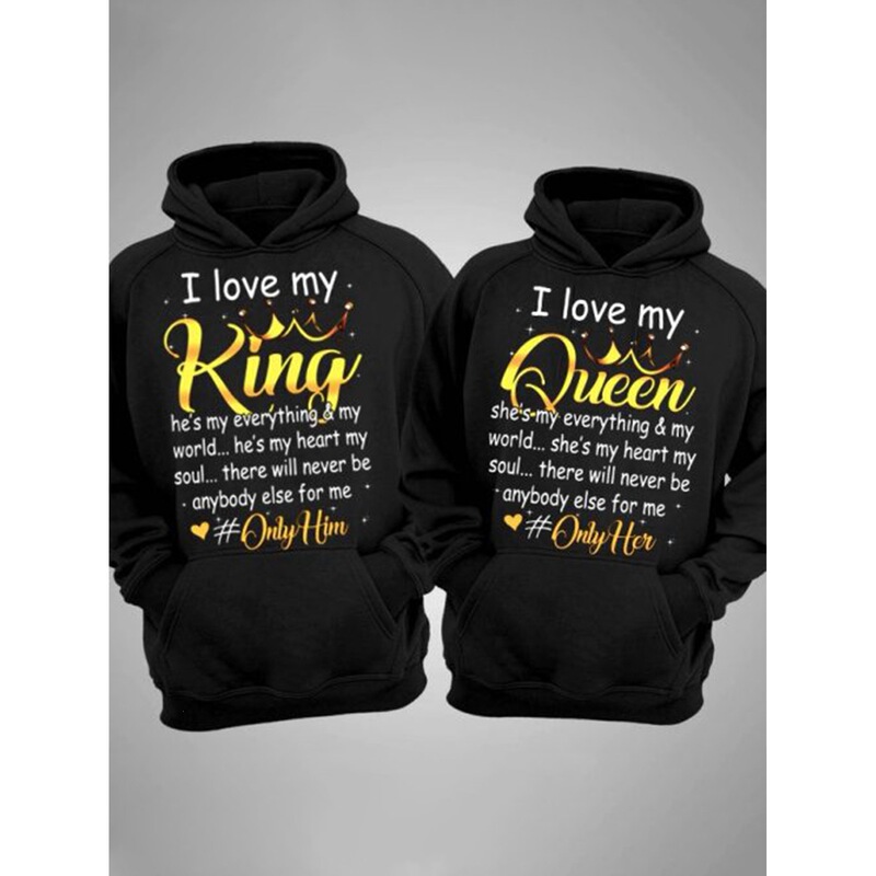 【European Size】One Piece of "I Love My King" or "I Love My Queen" Hoodie -