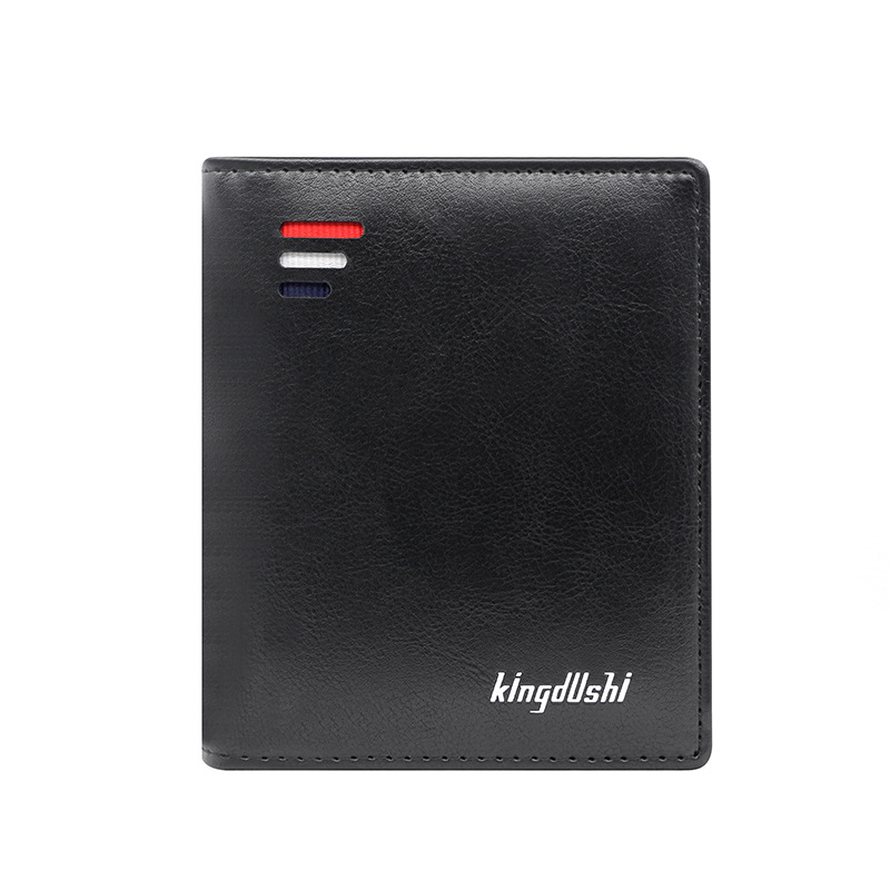 Billetera corta de los hombres de estilo coreano vertical multi-tarjeta de moda mini plata monedero de negocios cremallera clave billetera